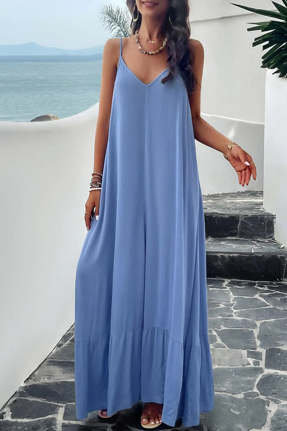Getaway Chic A-Line Backless Maxi Cami Dress