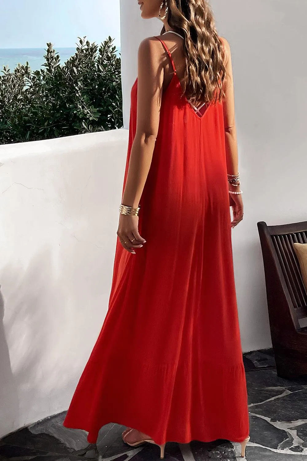 Getaway Chic A-Line Backless Maxi Cami Dress