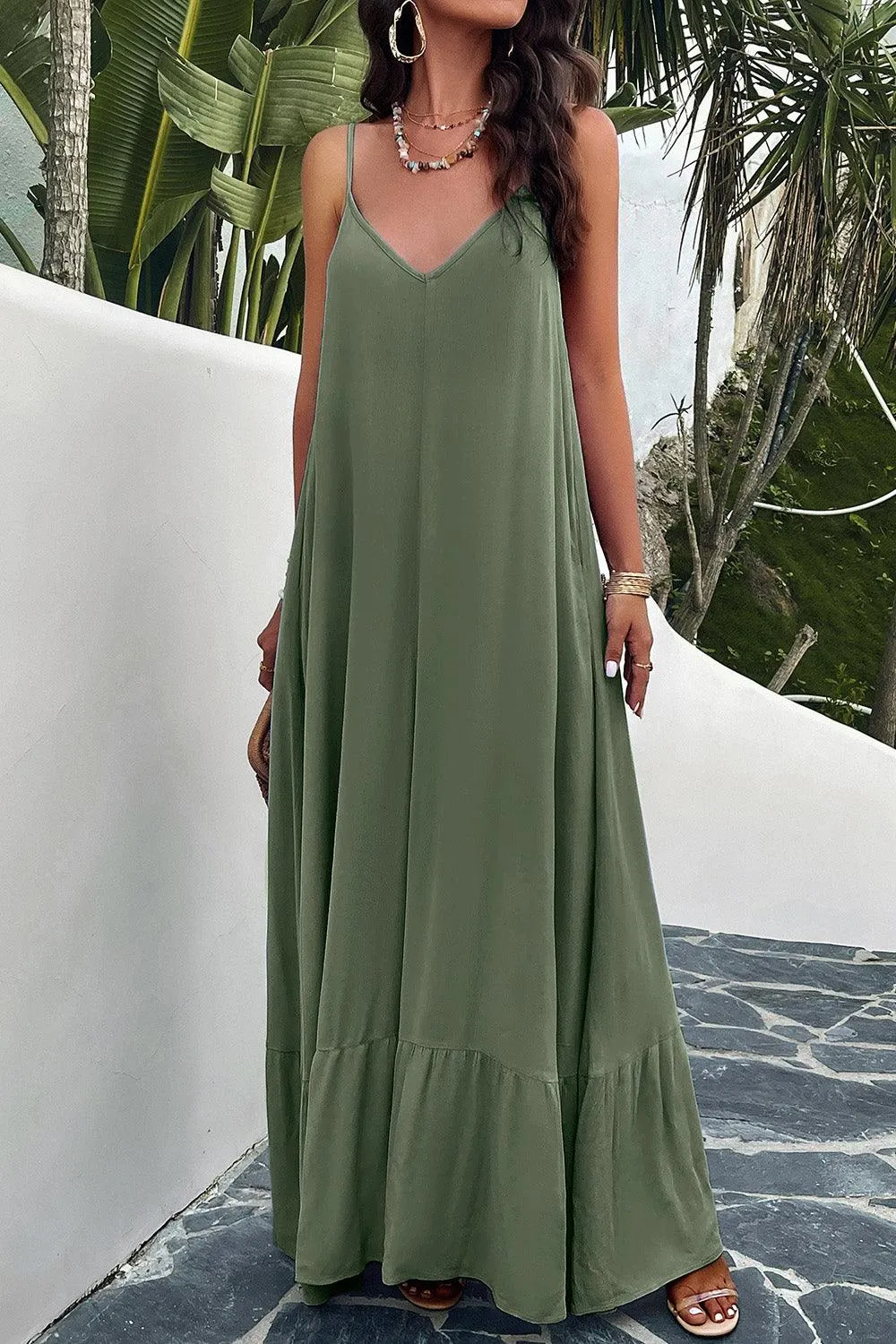 Getaway Chic A-Line Backless Maxi Cami Dress