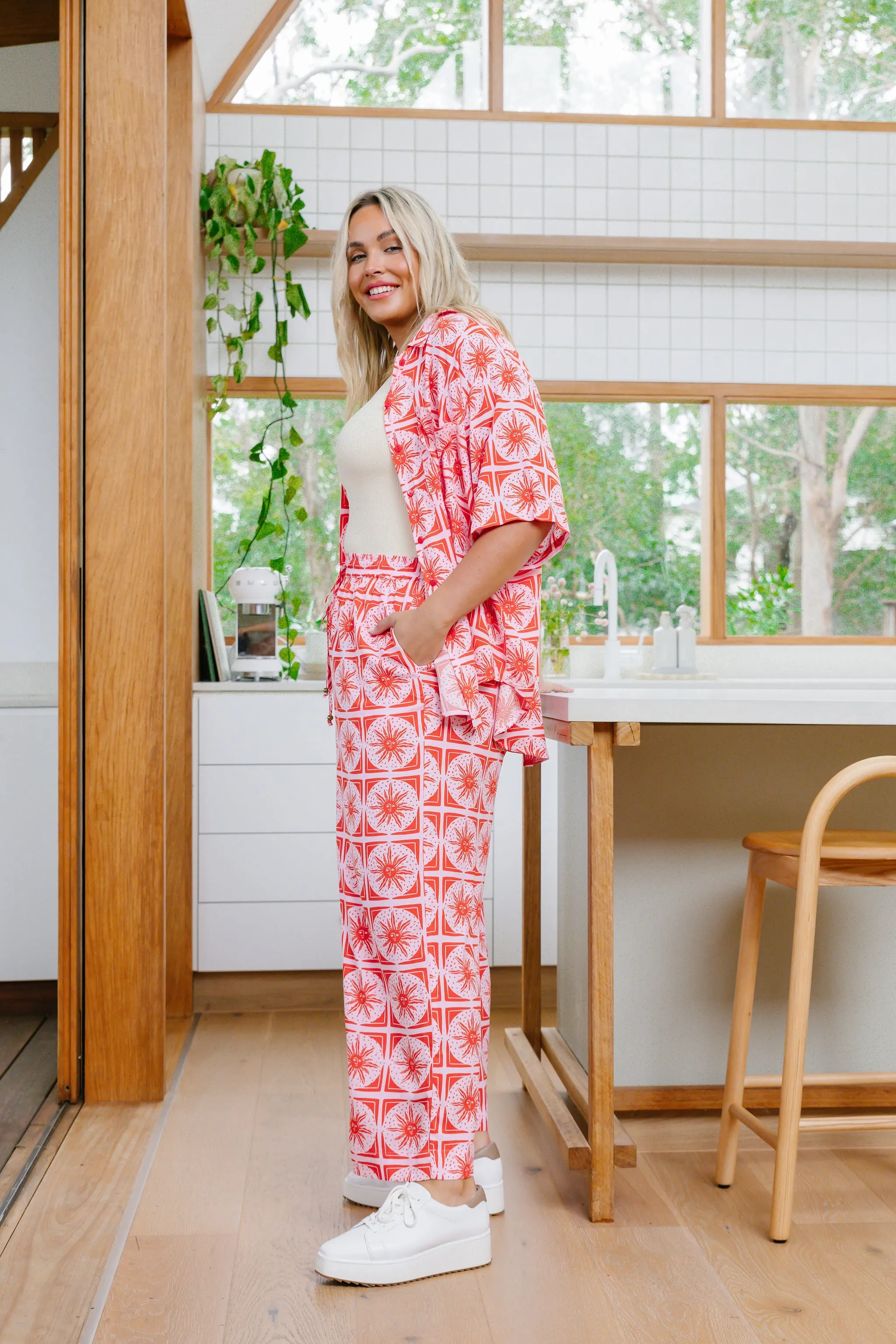 Gina Pant In Chasing Sunlight Red