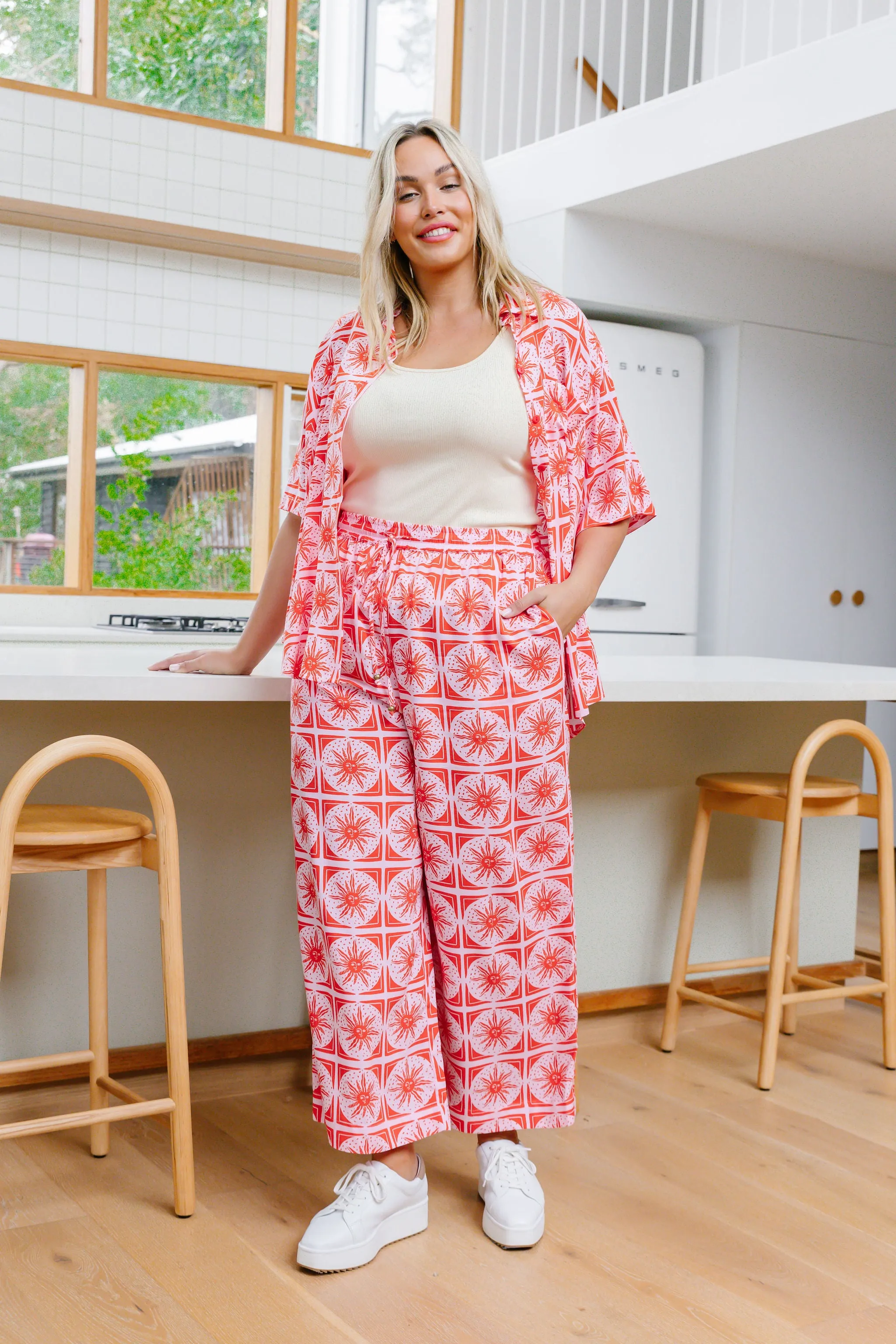 Gina Pant In Chasing Sunlight Red