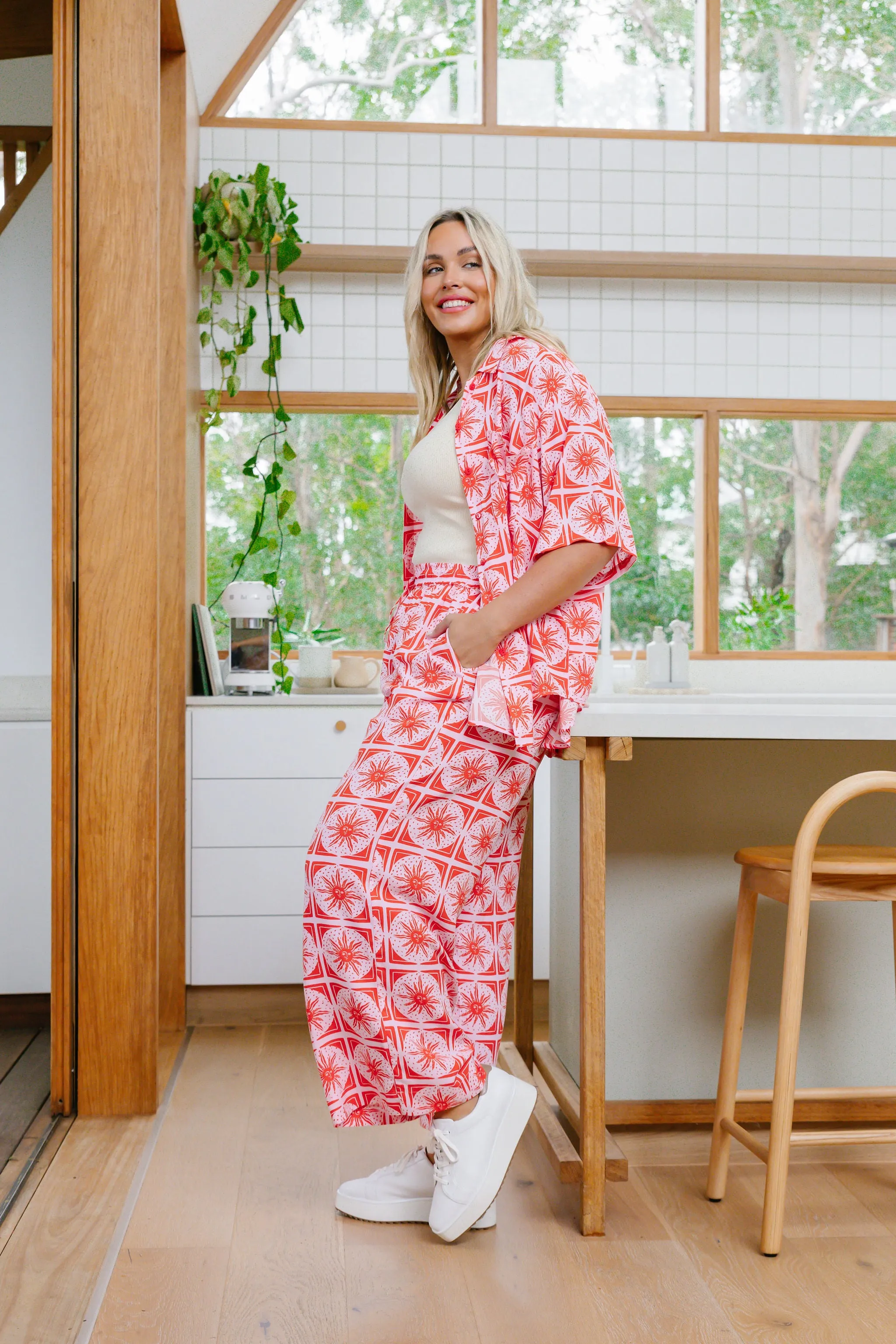 Gina Pant In Chasing Sunlight Red