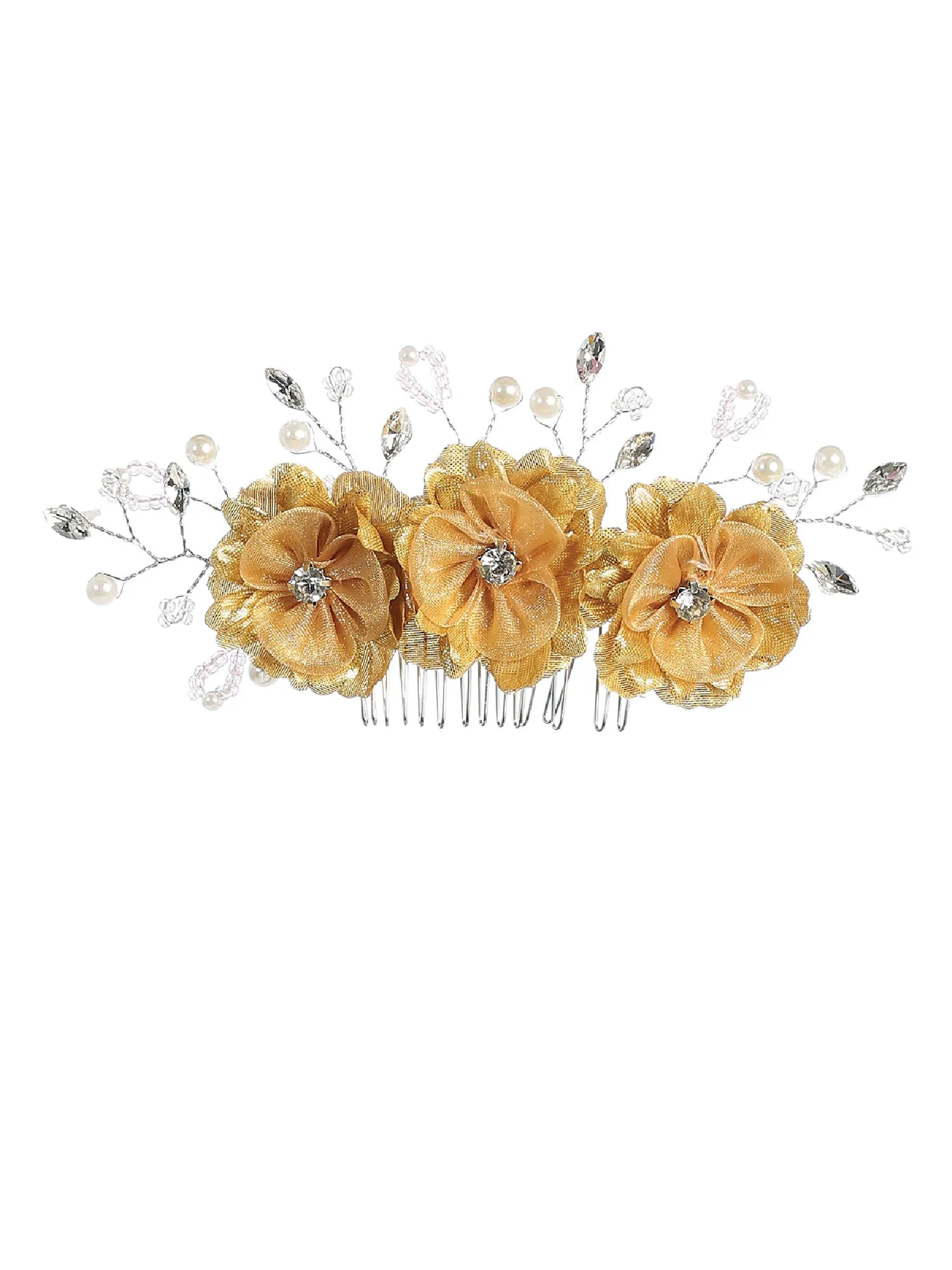 Girls Multi Color Three Rhinestone Flower Hair Comb