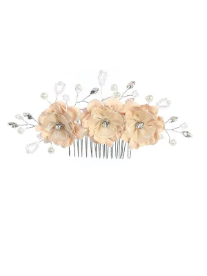 Girls Multi Color Three Rhinestone Flower Hair Comb
