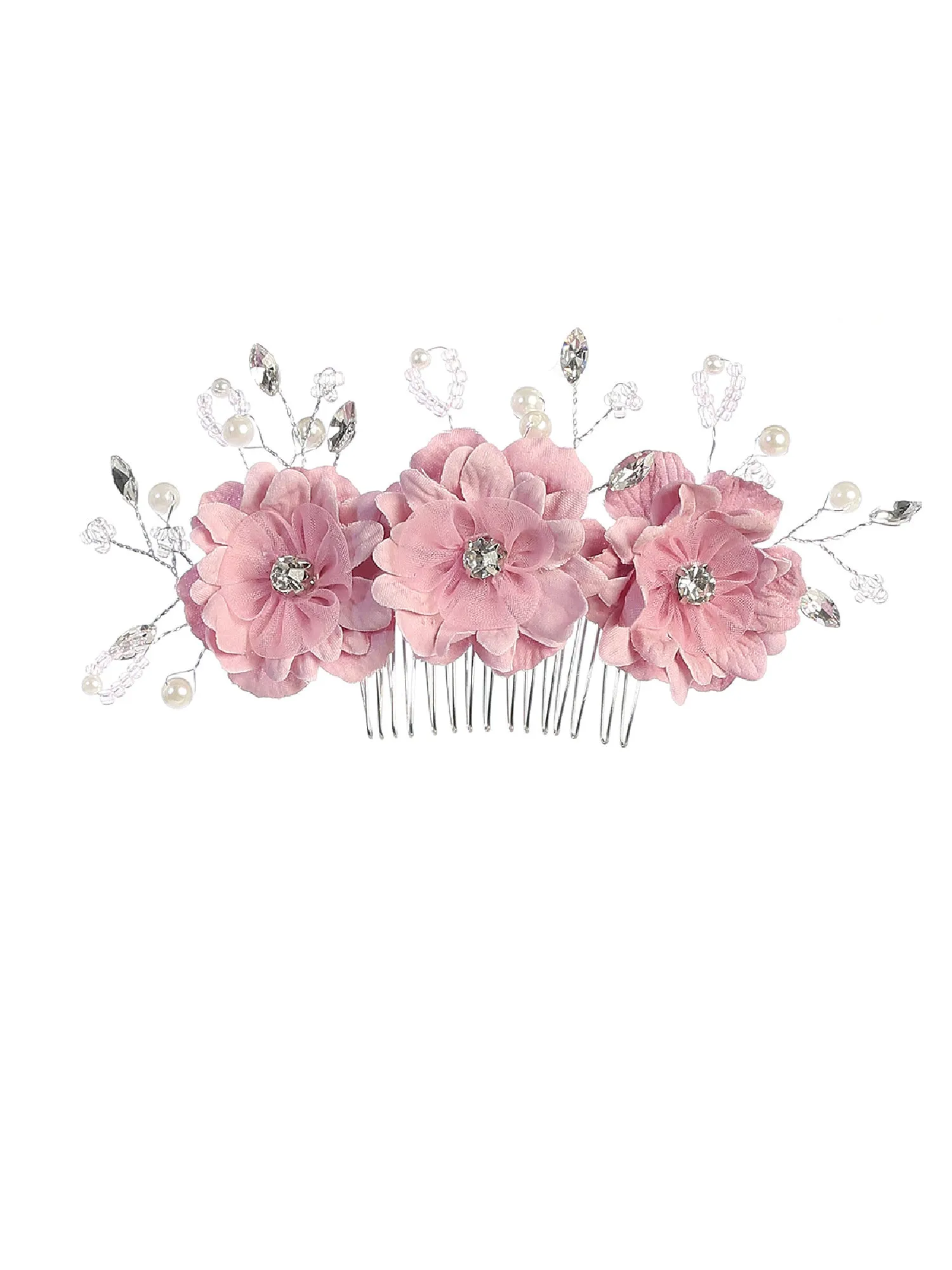 Girls Multi Color Three Rhinestone Flower Hair Comb