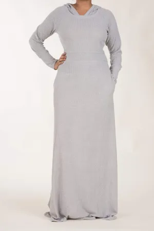 Gray Sweater Hooded Dress