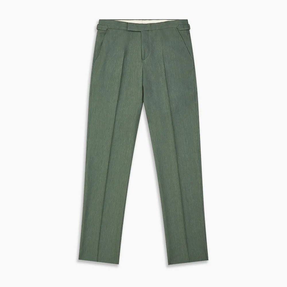 Green Wool and Linen Blend Jonathan Trouser