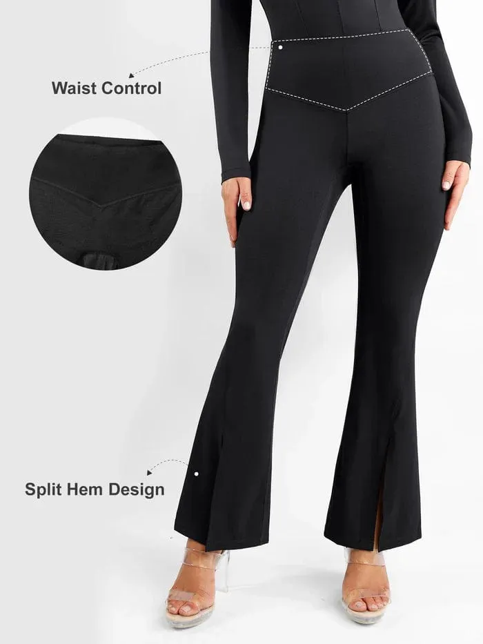 High Waist Flare with Tummy Control and Split Hem Shapewear Pants