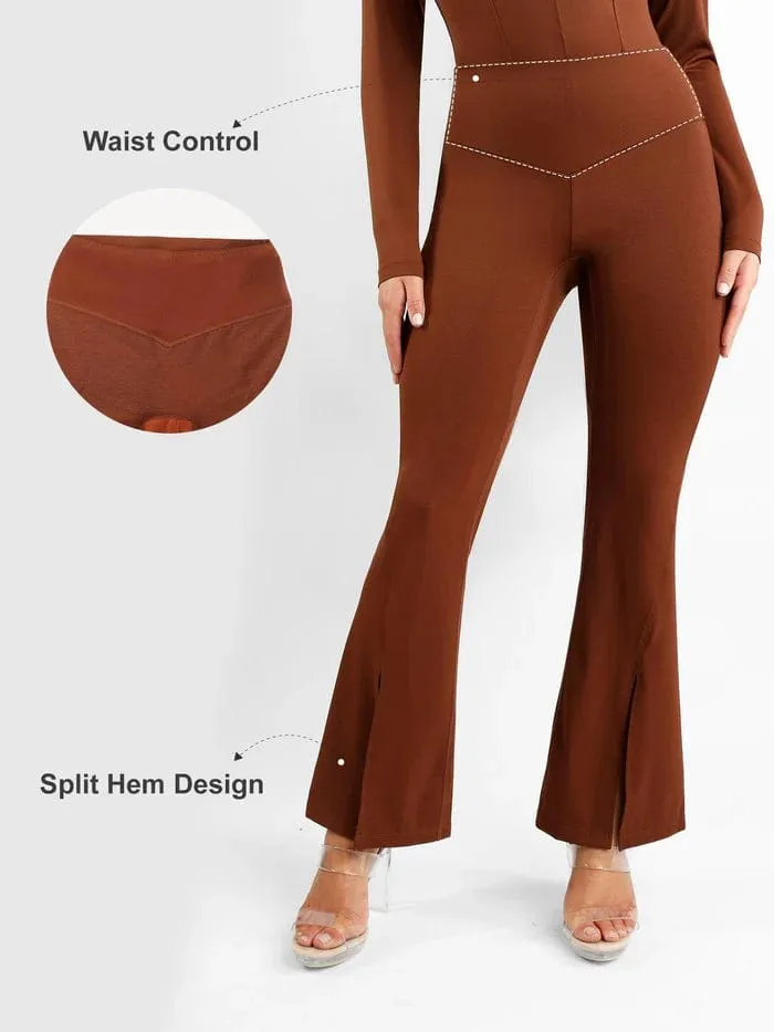 High Waist Flare with Tummy Control and Split Hem Shapewear Pants