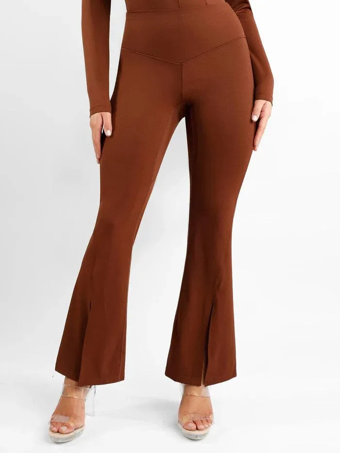 High Waist Flare with Tummy Control and Split Hem Shapewear Pants