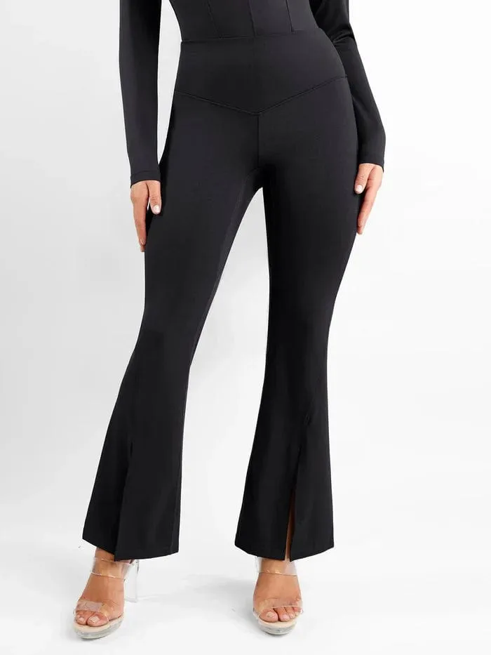 High Waist Flare with Tummy Control and Split Hem Shapewear Pants