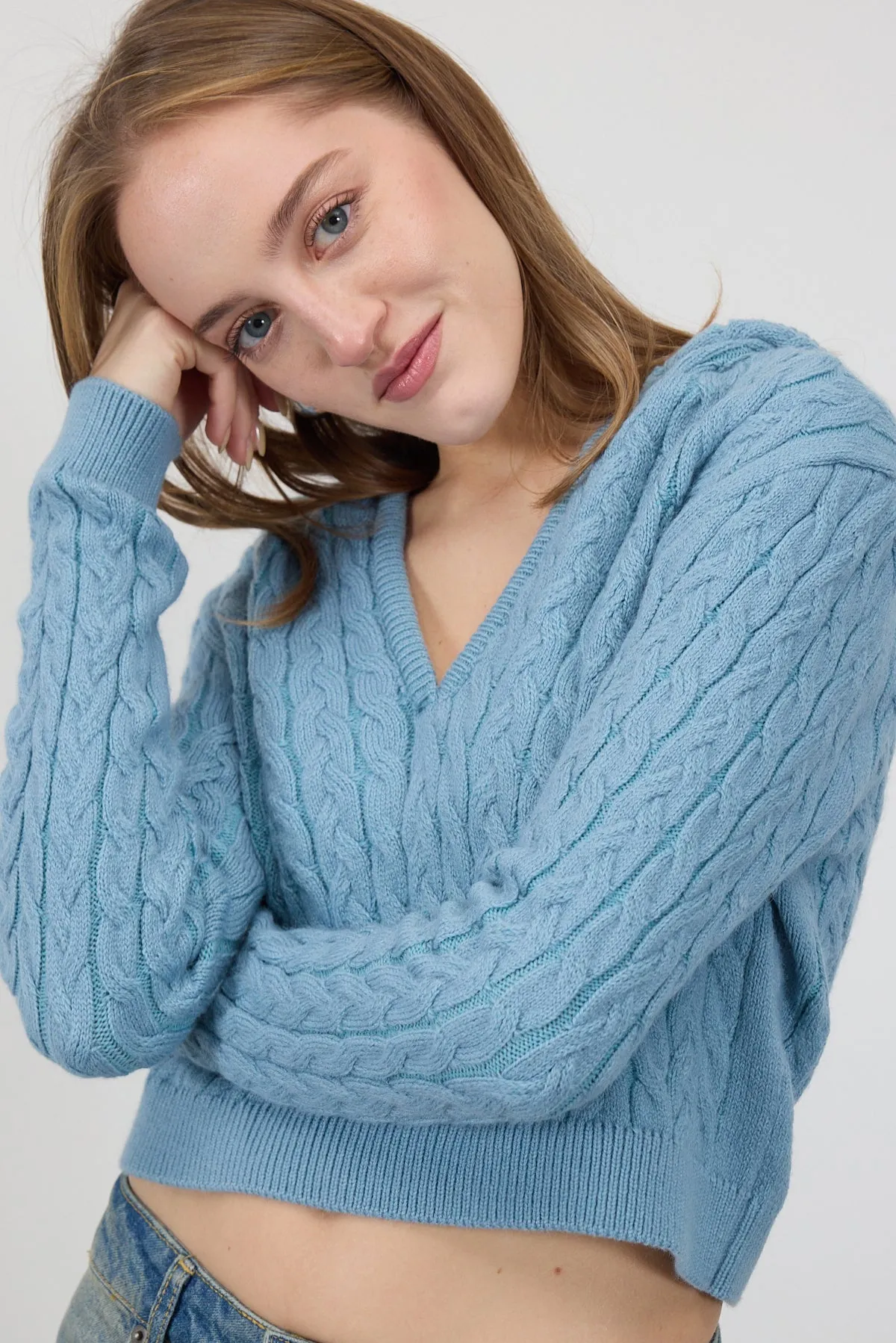 Hooded Cable Knit Sweater