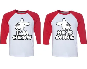 I'm Hers & He's Mine: Matching Adult Baseball T-Shirts for Couples – Unique Designs Available Separately