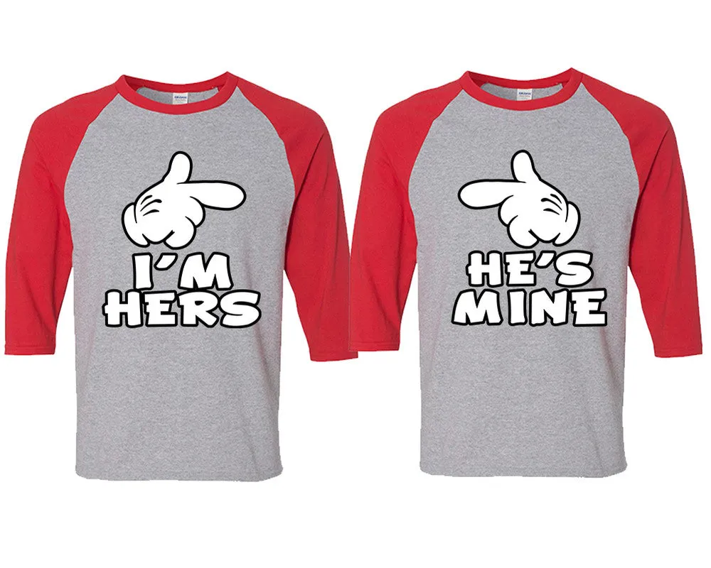 I'm Hers & He's Mine: Matching Adult Baseball T-Shirts for Couples – Unique Designs Available Separately