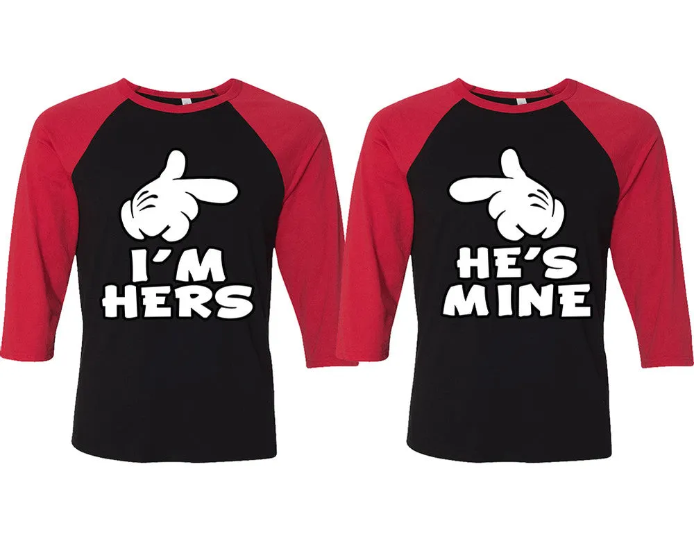 I'm Hers & He's Mine: Matching Adult Baseball T-Shirts for Couples – Unique Designs Available Separately