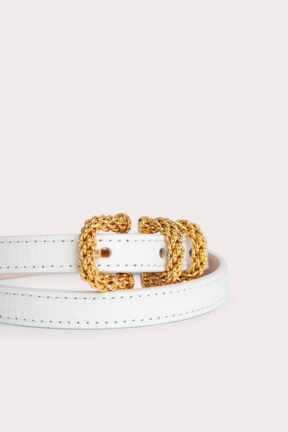 Katina White Embossed Leather