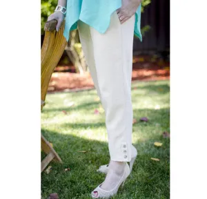 Linen Crop Pants with Button Detail