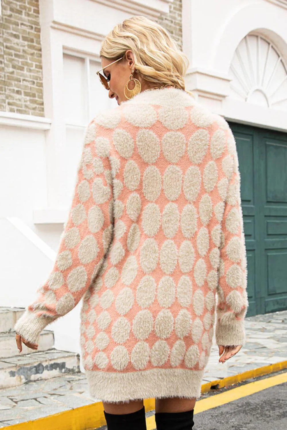 Made For You Open Front Geometric Fuzzy Cardigan