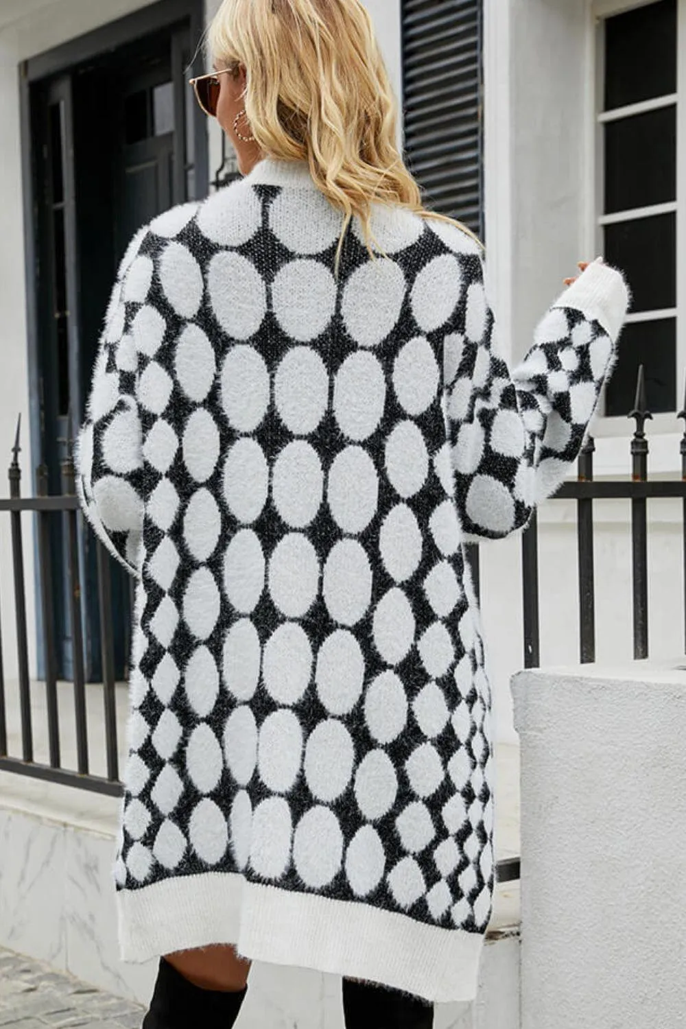 Made For You Open Front Geometric Fuzzy Cardigan