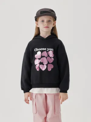 MARC & JANIE Girls Love Print Hoodies Loose Sweatshirts 241351