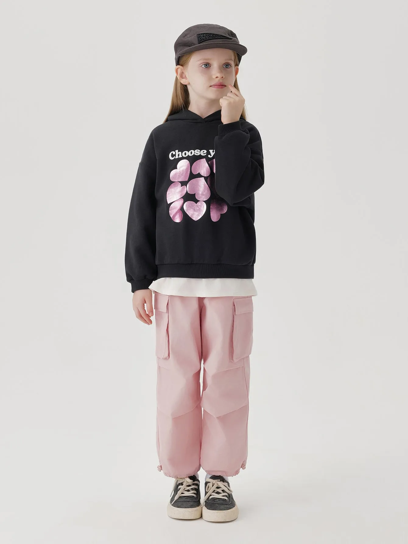 MARC & JANIE Girls Love Print Hoodies Loose Sweatshirts 241351
