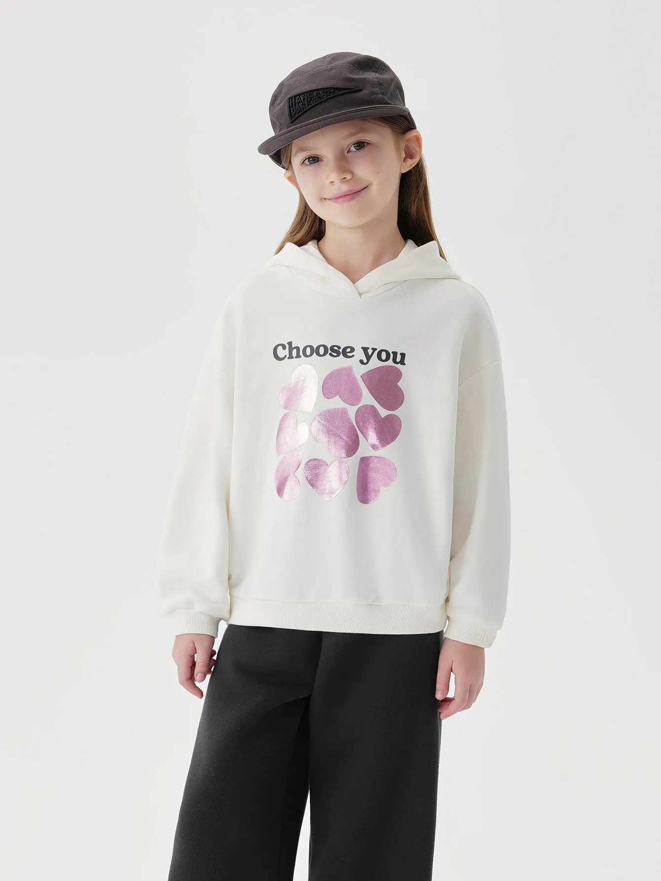 MARC & JANIE Girls Love Print Hoodies Loose Sweatshirts 241351