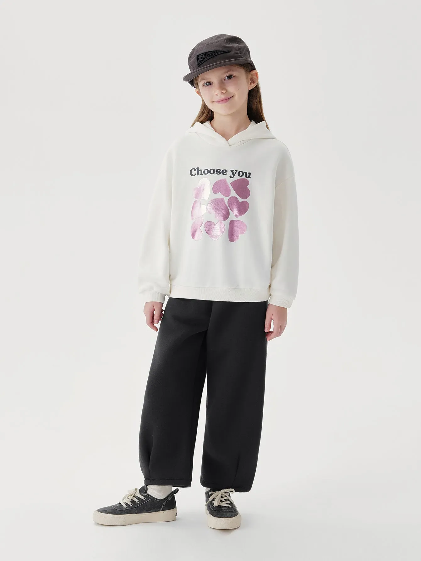 MARC & JANIE Girls Love Print Hoodies Loose Sweatshirts 241351