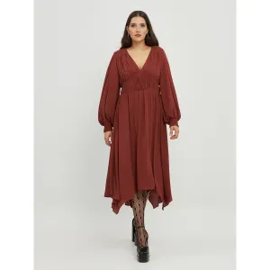 Mat Long Sleeve Dress in Rust