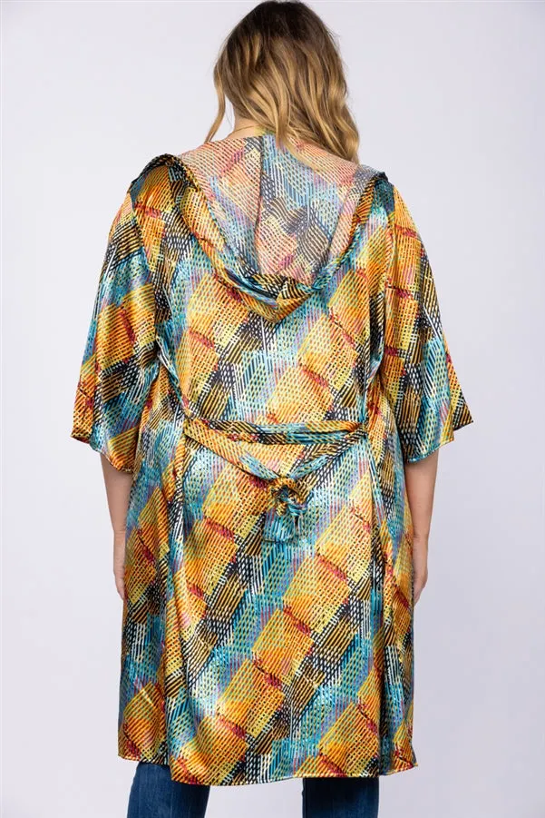 MAUVE PLUS SIZE HOODY COVER-UP CARDIGAN-T6607P