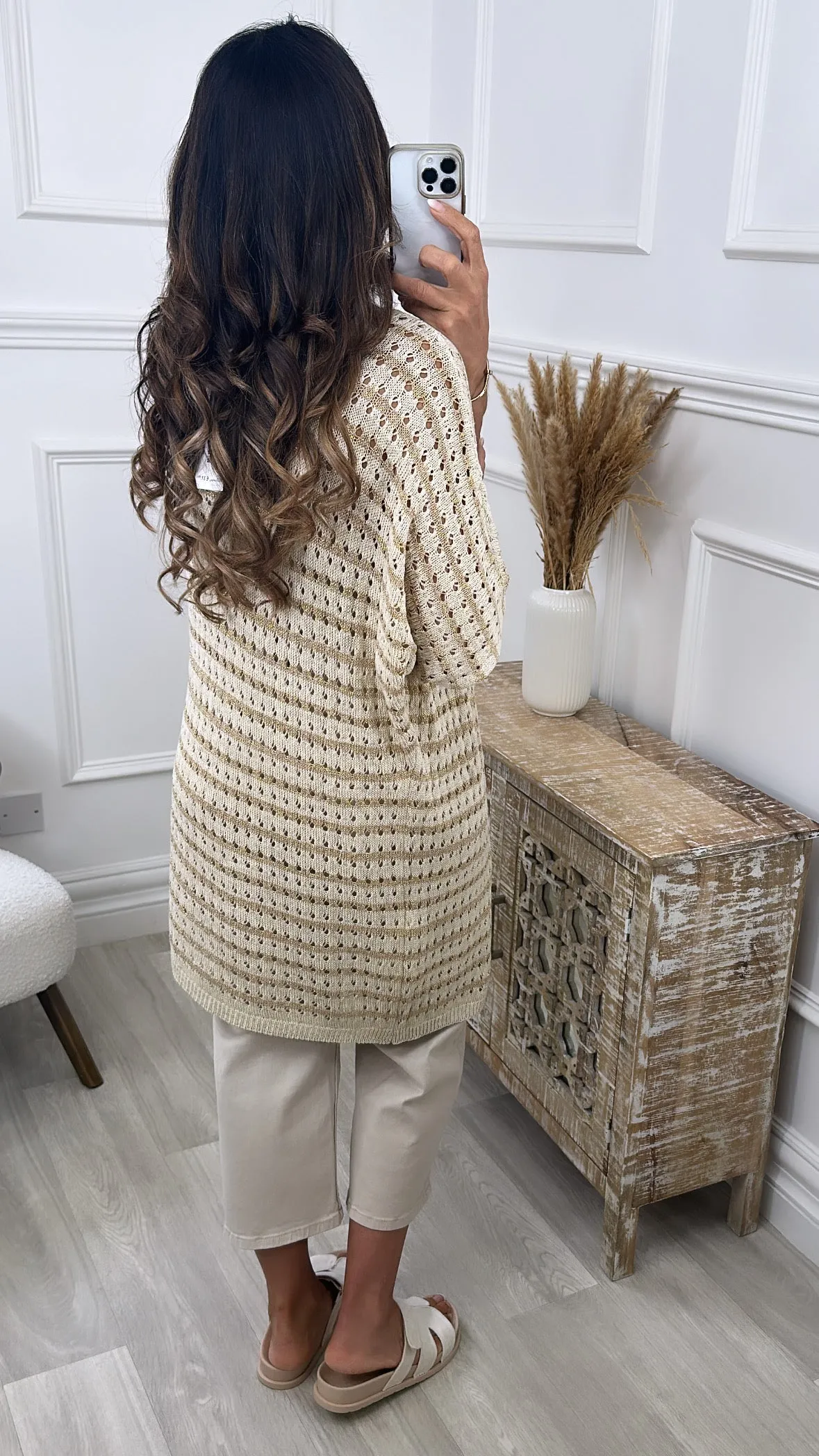 Meira Beige Stripe Cardigan