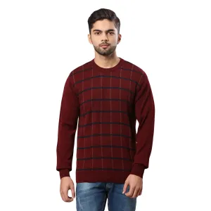 Men Maroon Wrapper Acrylic Wool Blend Round Collar Sweaters
