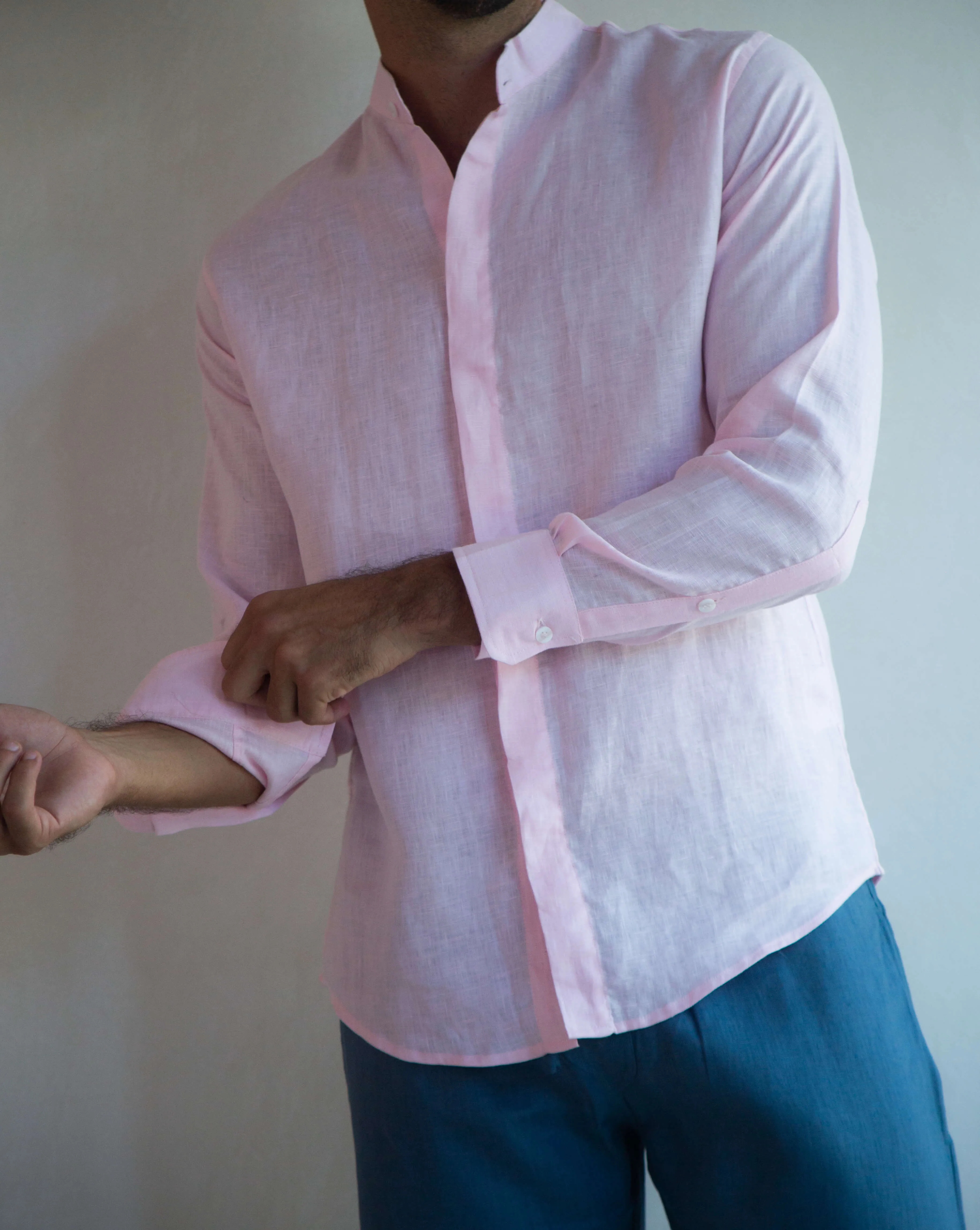 MENORCA Linen Shirt - Light Pink/Light Pink
