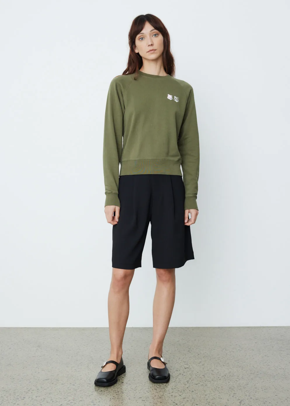 Monochrome Double Fox Head Adjusted Sweatshirt
