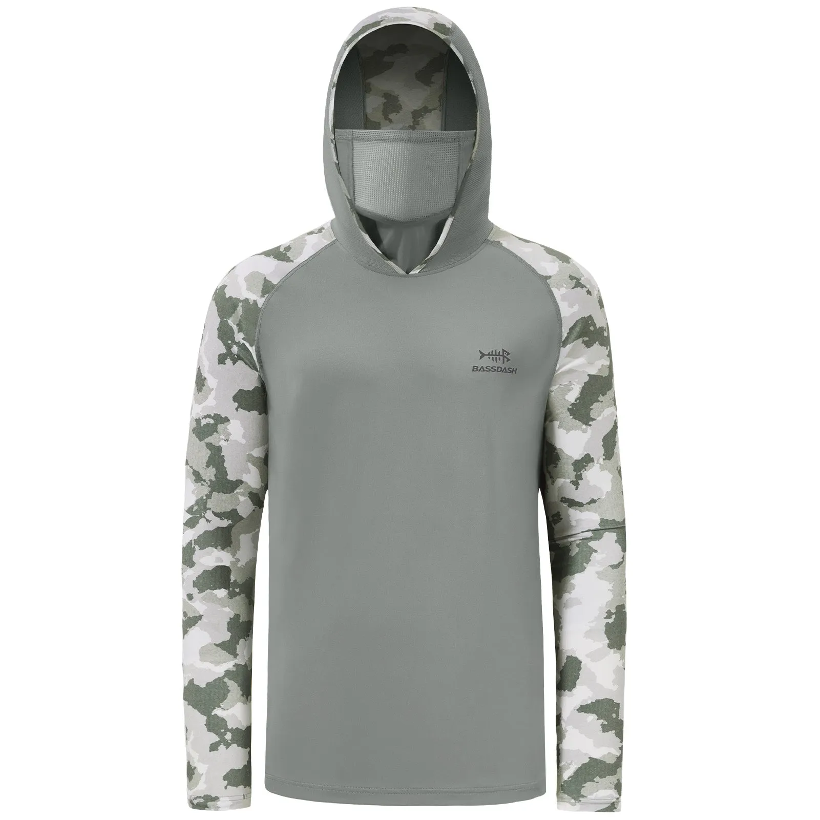 M’s UPF 50  Camo Sleeve Hoodie Shirt with Neck Gaiter