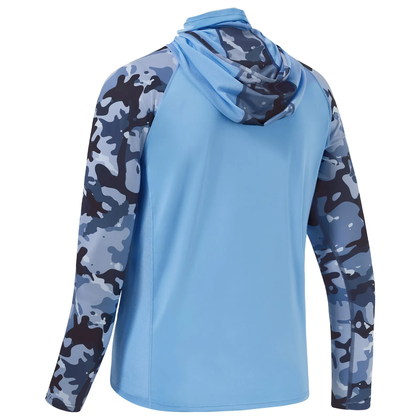 M’s UPF 50  Camo Sleeve Hoodie Shirt with Neck Gaiter