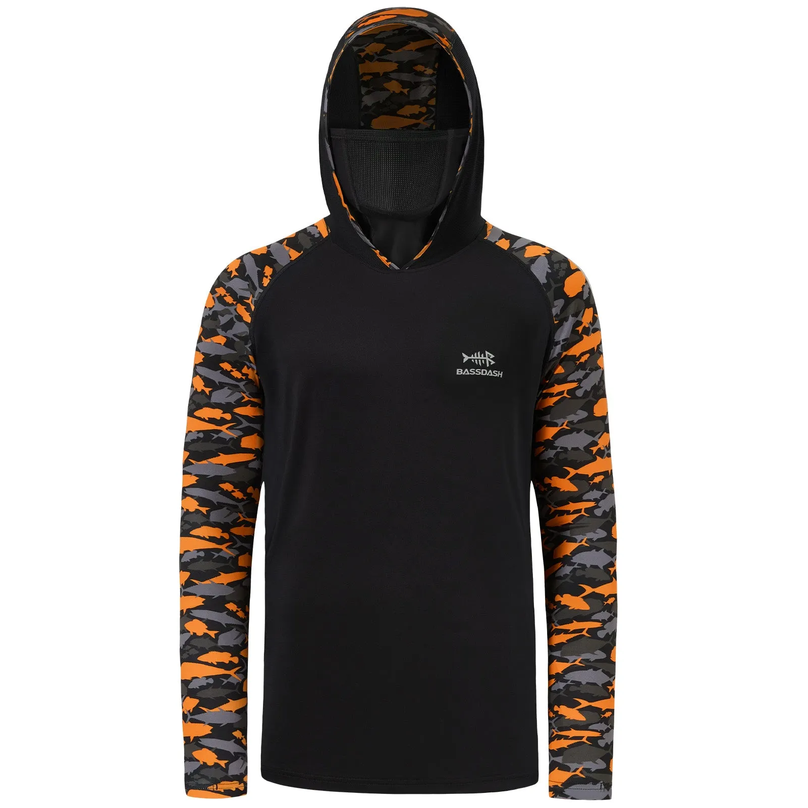 M’s UPF 50  Camo Sleeve Hoodie Shirt with Neck Gaiter