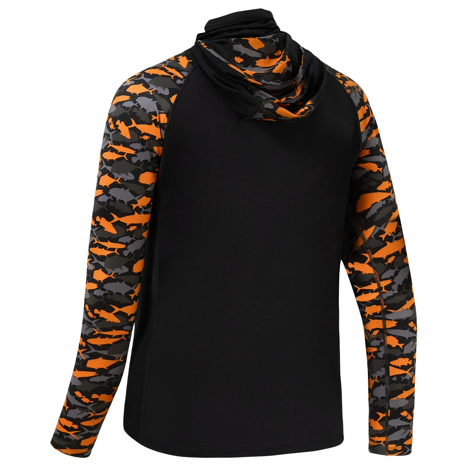 M’s UPF 50  Camo Sleeve Hoodie Shirt with Neck Gaiter