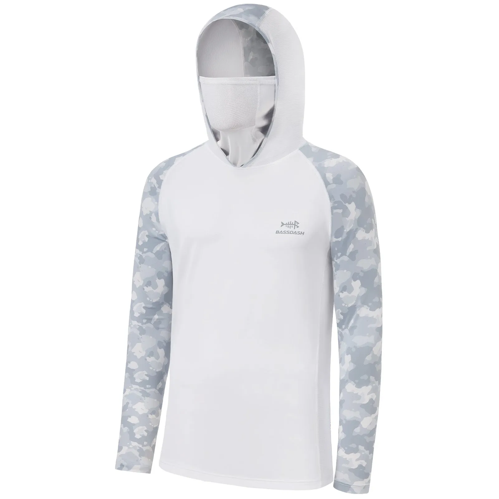 M’s UPF 50  Camo Sleeve Hoodie Shirt with Neck Gaiter