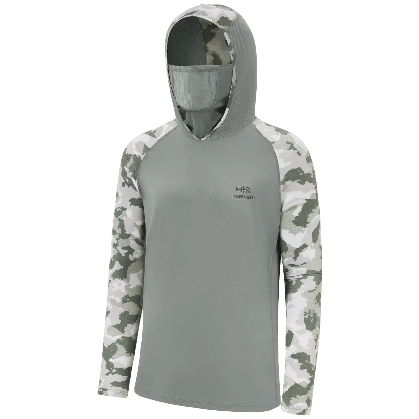 M’s UPF 50  Camo Sleeve Hoodie Shirt with Neck Gaiter