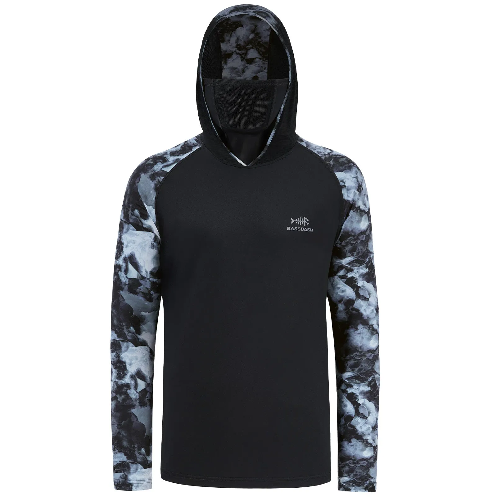 M’s UPF 50  Camo Sleeve Hoodie Shirt with Neck Gaiter