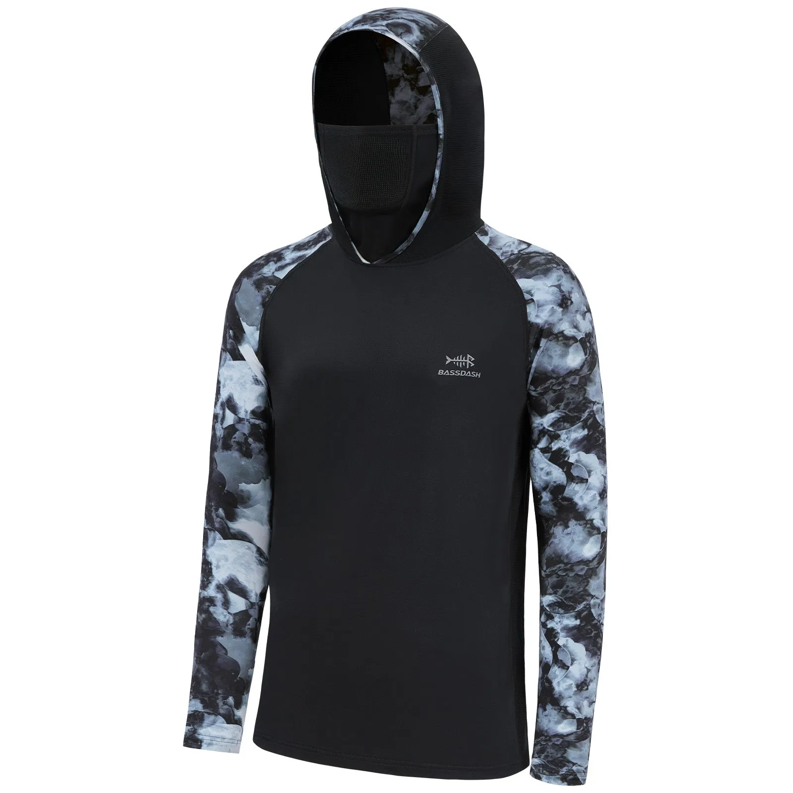 M’s UPF 50  Camo Sleeve Hoodie Shirt with Neck Gaiter