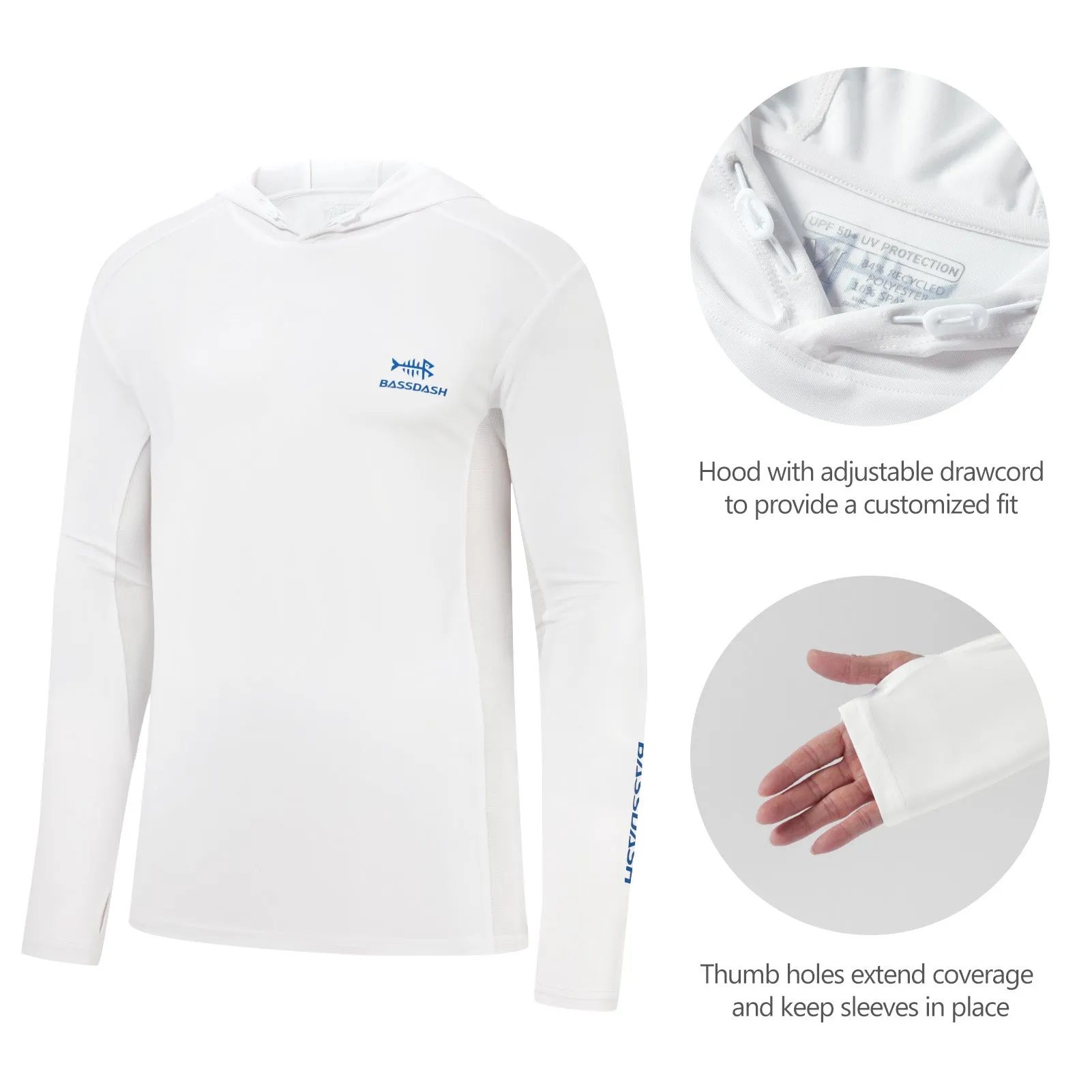 M’s UPF 50  Long Sleeve Hooded Shirts with Drawstring FS33M