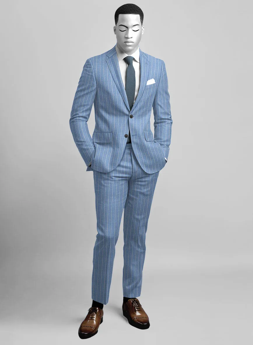 Napolean Gavino Stripe Light Blue Wool Suit