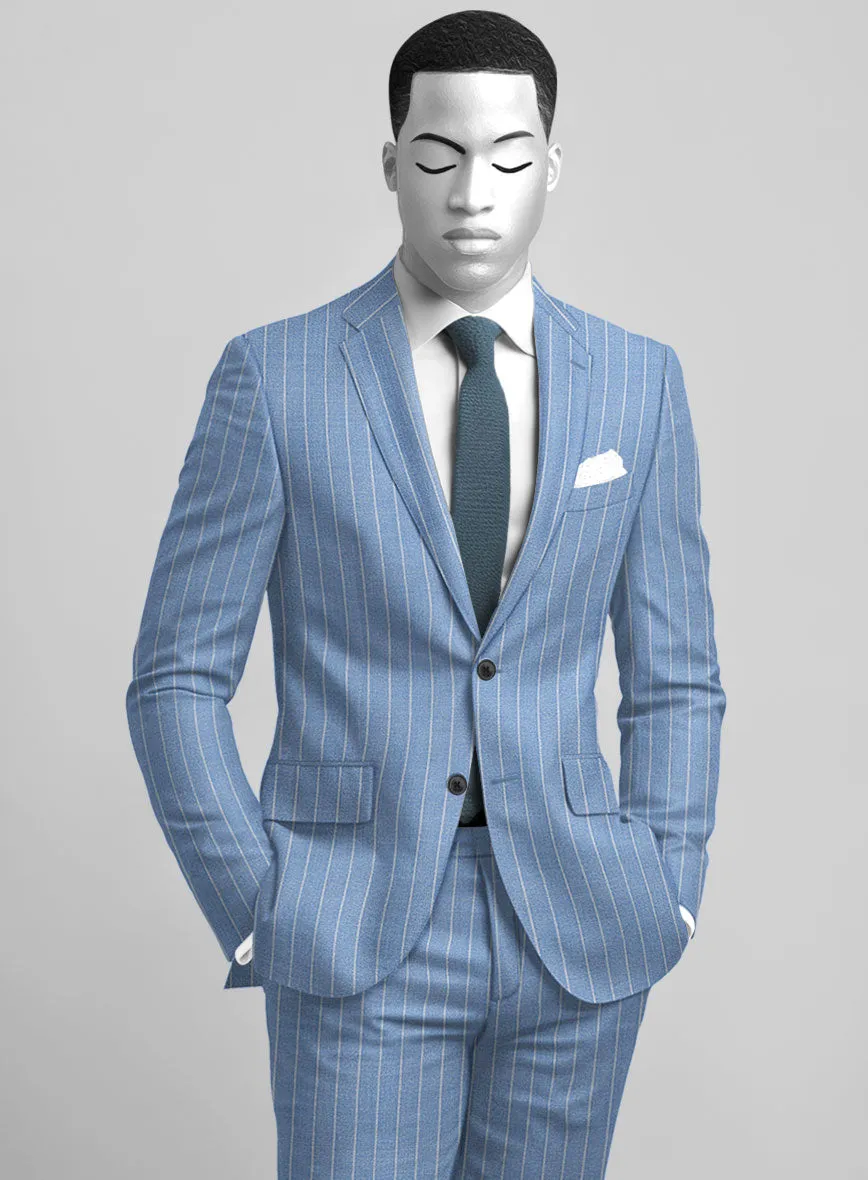 Napolean Gavino Stripe Light Blue Wool Suit