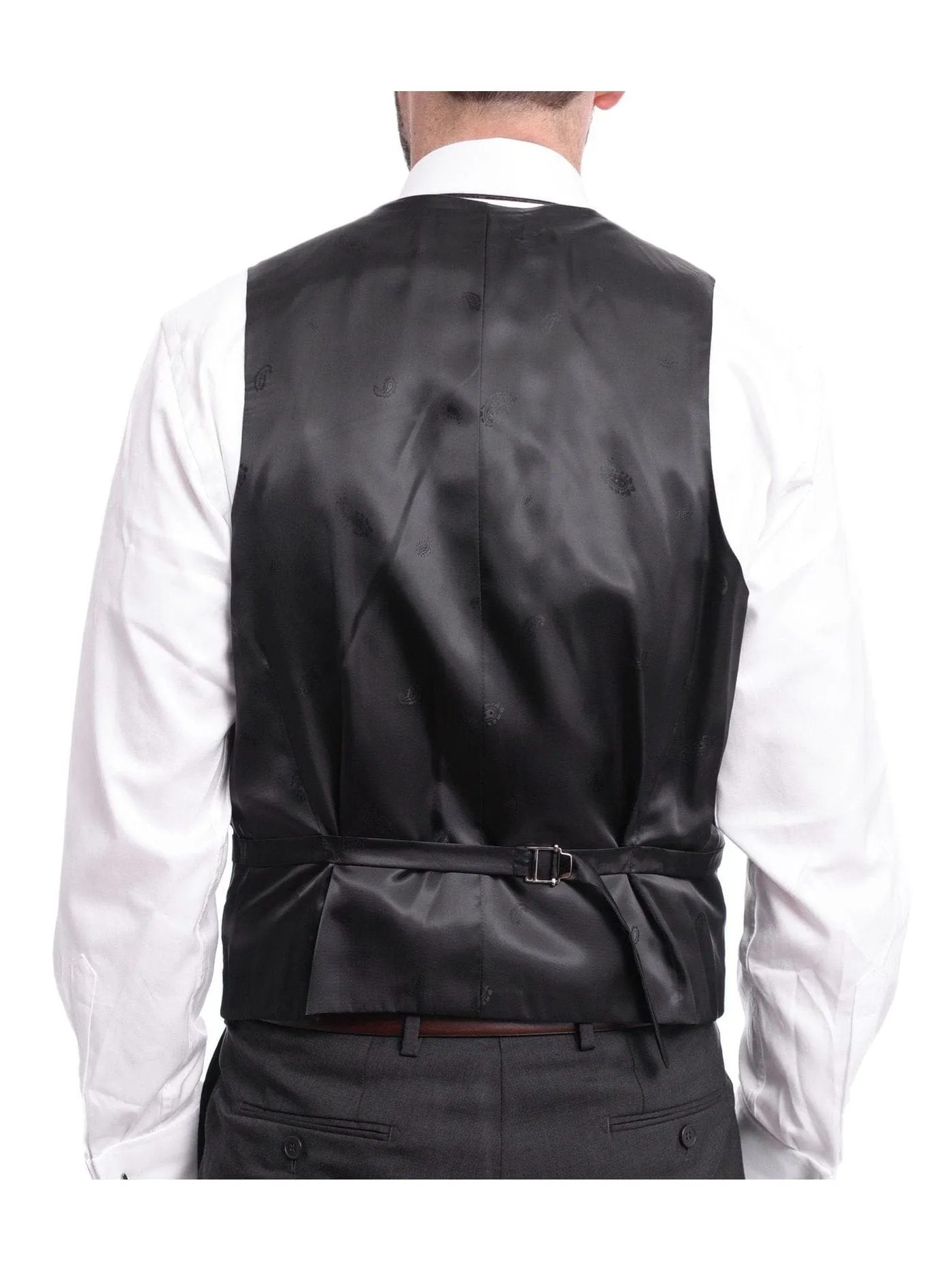 Napoli Slim Fit Solid Charcoal Two Button Half Canvassed Marzotto Wool Suit