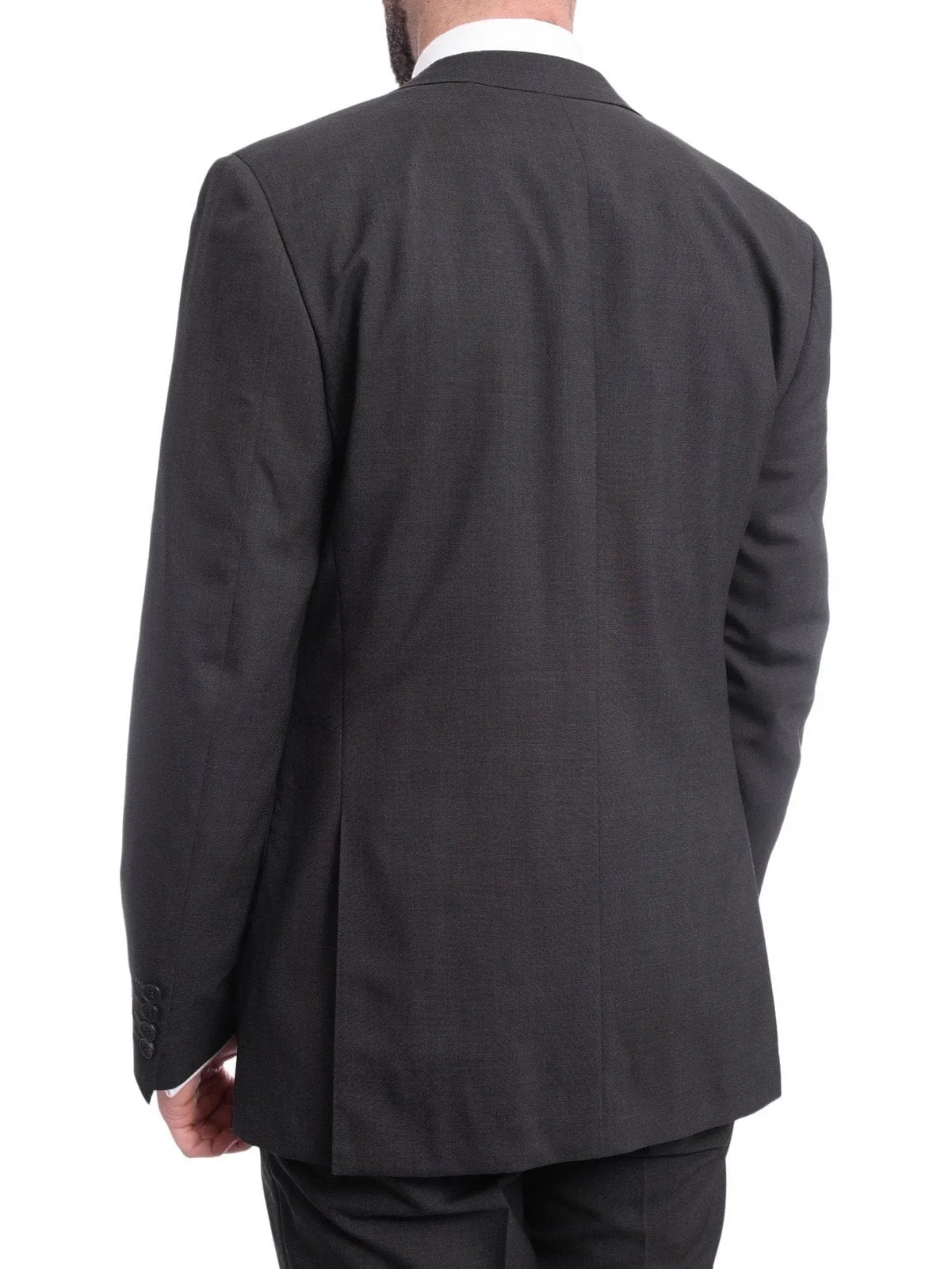 Napoli Slim Fit Solid Charcoal Two Button Half Canvassed Marzotto Wool Suit