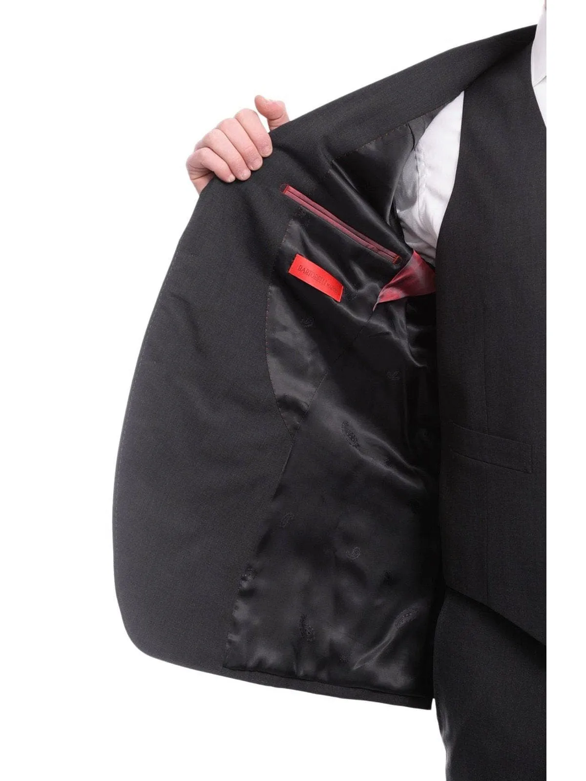 Napoli Slim Fit Solid Charcoal Two Button Half Canvassed Marzotto Wool Suit