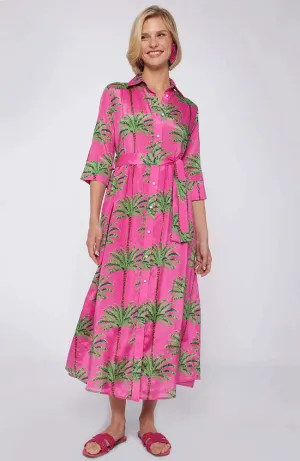 Natalia Pink Palm Maxi Dress