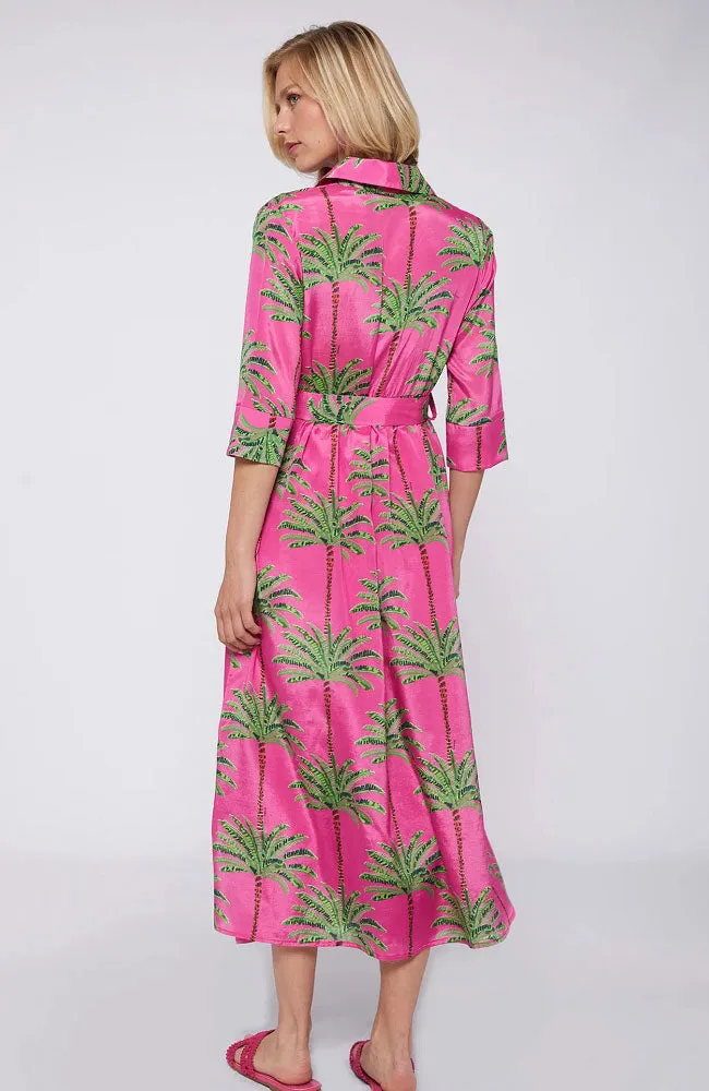 Natalia Pink Palm Maxi Dress