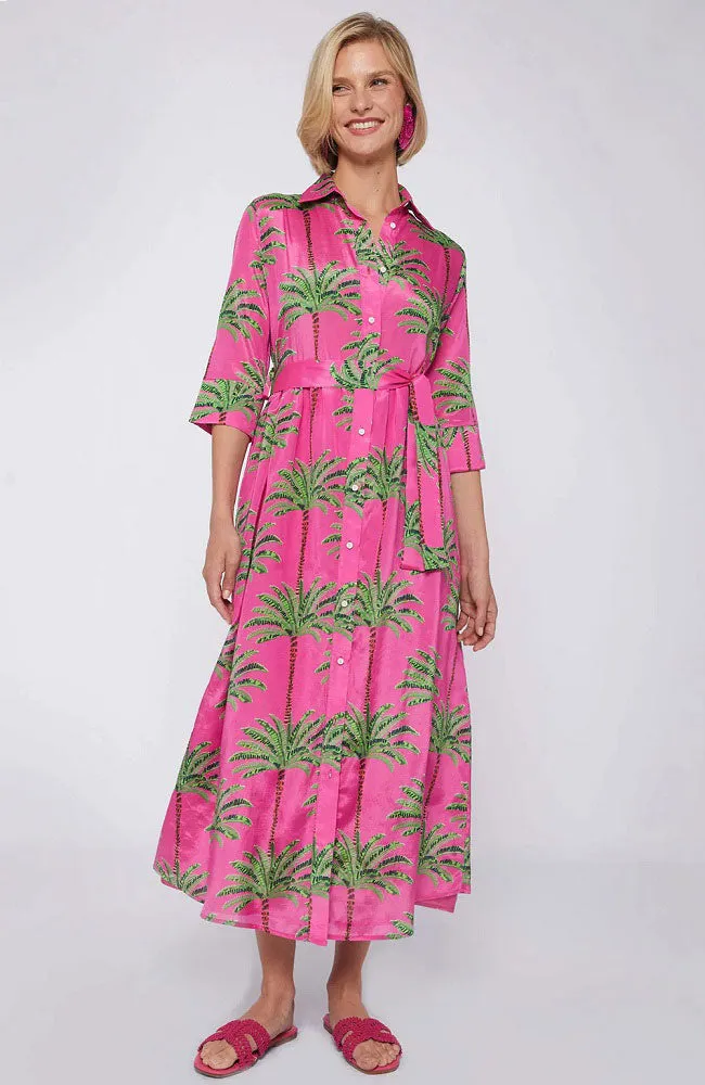 Natalia Pink Palm Maxi Dress